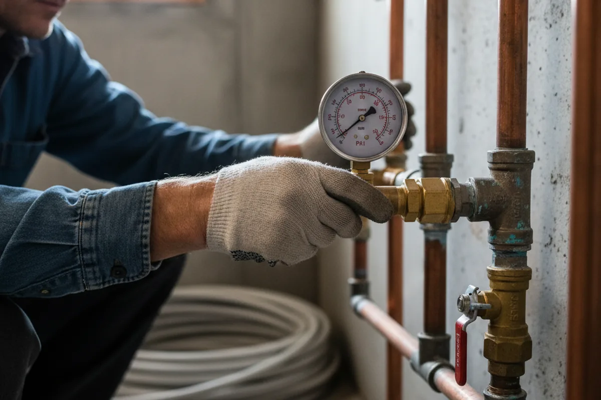Pressure testing a repaired line during Water Line Repair in Haverford